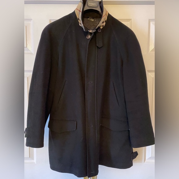 Burberry Jackets & Coats Burberry Mens Black Wool Car Coat Size Xl